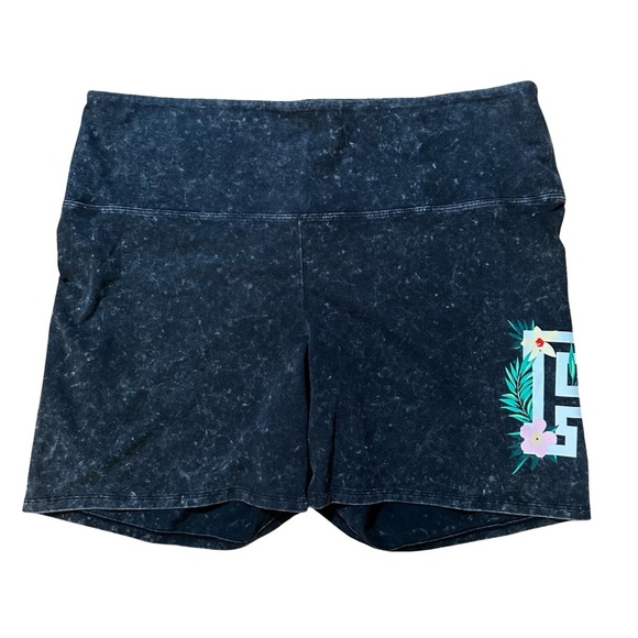 Victoria’s Secret PINK Dark Grey Heathered Biker Shorts XL NWT Floral Flowers - Picture 2 of 4